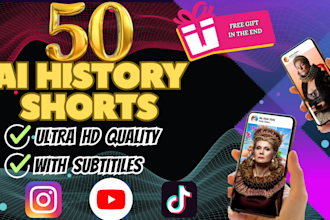 create 50 amazing ai history shorts for your youtube channel