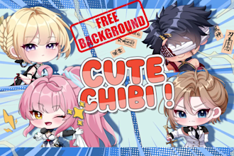 draw cute anime chibi art character design for pfp, sticker, and sheets