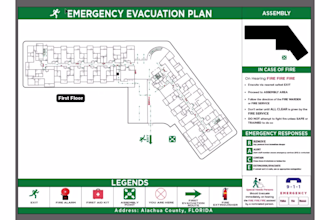 design a fire emergency evacuation plan, diagram, map