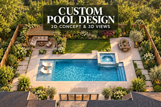 design your swimming pool with realistic 3d renders