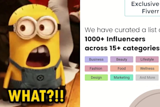 give 1300 top instagram influencers list for influencer marketing