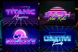 create a 3d text logo with vintage retro style animation