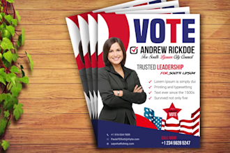 design urgent political flyer and postcard for your campaign