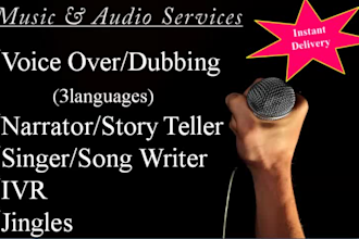 do voice over, dubbing, IVR, narration in hindi, english, bengali languages