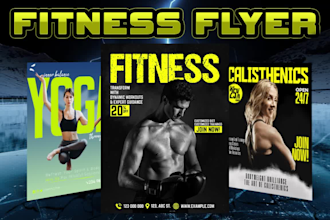 design gym flyer, fitness flyer, sports flyer and event poster