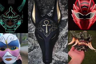 design 3d mask 3d helmet cosplay armor 3d custom mask 3d head, stl for printing