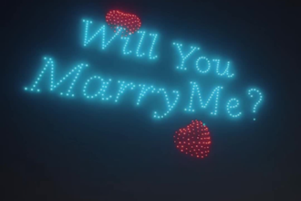 do 3d drone show animation, 3d drone light show for cinematic wedding video