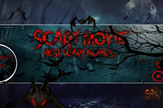 design scary youtube banner and matching logo for your channel