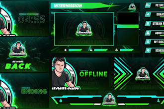 animated twitch stream overlay package,  twitch alerts, emotes, twitch intro