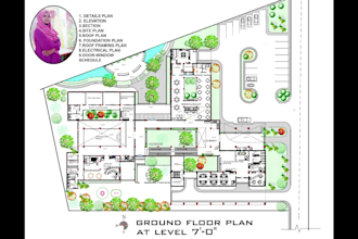 design detail floor plan,elevation,section,site plan in autocad