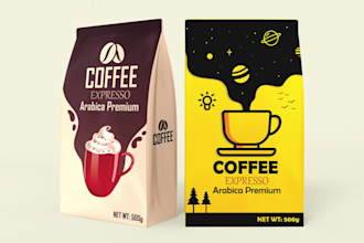 do premium coffee or tea label, packaging and bag design