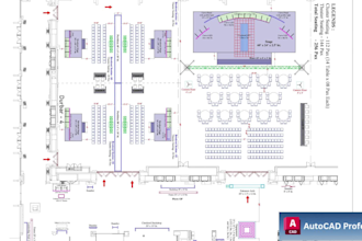 design technical event layouts, seating arrangements and production drawings