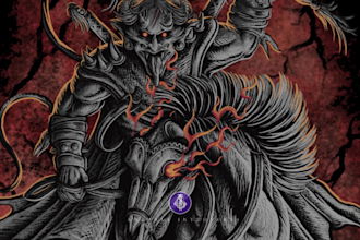 draw detailed horror dark art and death metal illustration