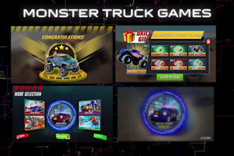 design a stunning game UI, including menus and buttons