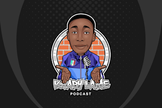 design podcast logo and cover art with cartoon style