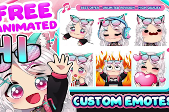 draw emotes, twitch emotes, animated emotes, chibi emotes, vtuber for stream
