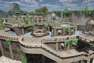do 3d game environment open game world with level design game map in unity, ue5