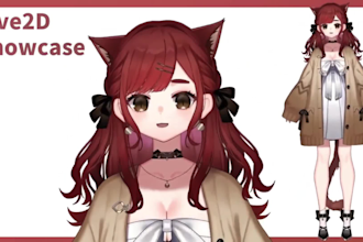 draw detailed live2d vtuber model, 2d vtuber, vtuber rigging, vtuber character