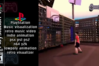 do music visualization in retro ps1 psx ps2 style lowpoly indie music animation