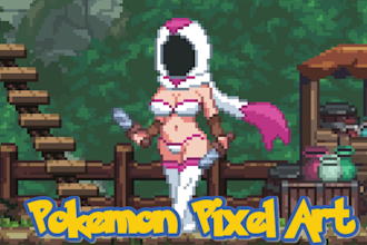 design pixel art pokemon trainer sprite, fakemon pokemon game style nsfw pixel