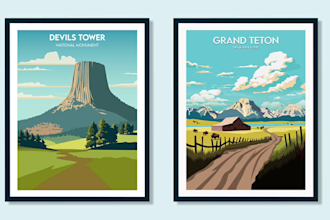 do modern retro vintage art deco minimalist travel poster design