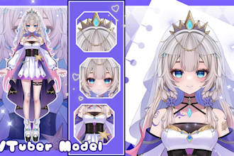 draw a professional anime vtuber model for vtube studio