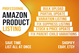 upload amazon fba product listing via flat file, create variations, fix issues