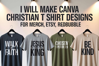 make canva christian t shirt designs for merch, etsy, redbubble