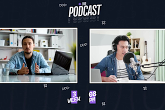 design animated obs, streamyard and youtube podcast overlays