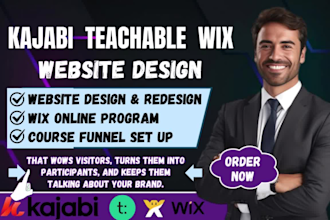 build kajabi course website, landingpage design teachable, wix online program