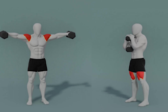 create realistic 3d workout exercise animations for fitness apps and youtube