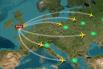 do a travel route on map and map animation
