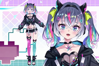 draw 2d vtuber model, live 2d vtuber model 3d vtuber rigging, 2d streaming model