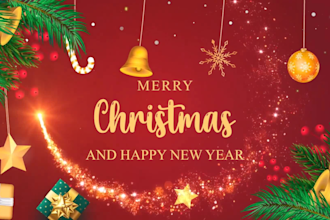 create merry christmas, happy new year, greetings video