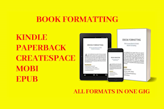 do kindle formatting, amazon KDP paperback, epub, format book
