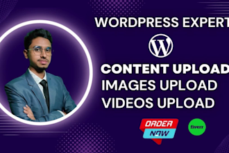 do wordpress data entry, content upload, and product listing on your website