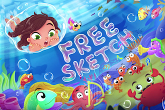 create whimsical children story book illustration