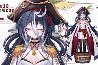 male and female live2d model, 2d vtuber model, 2d vtuber rigging