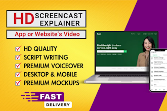 create HD screencast explainer tutorial video for your website or app