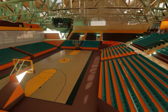 3d rendering sport complex, gym, stadium, indoor academy, pickleball court video