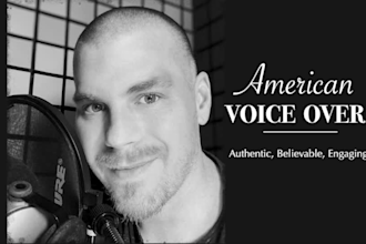 deliver a gritty raspy american male voice over or narration