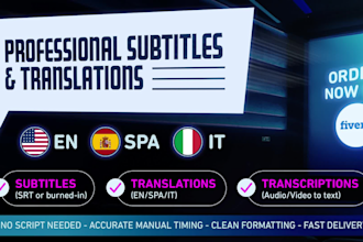 add professional subtitles in english, spanish, or italian