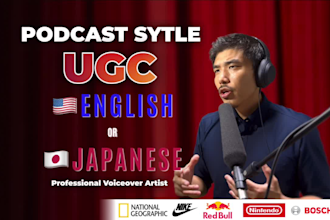 be your asian tiktok podcast male ugc spokesperson in english or japanese