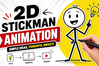 create 2d stickman animation or stick figure explainer video