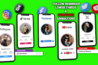 create 3d phone subscribe follow button lower thirds animation