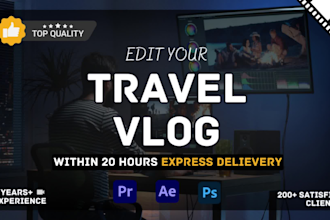 professionally edit your travel vlogs within 20 hours