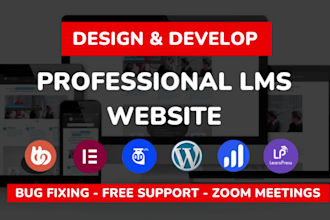 design membership wordpress lms website using learndash buddyboss or tutor lms