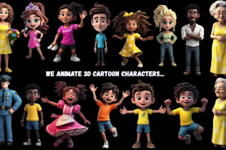 create and animate 3d cartoon character, kids commercial video 3d game character