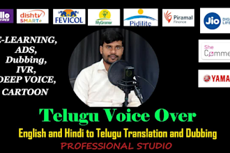 do telugu voice over and dubbing  professional quality