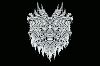 draw amazing dark art illustration for t shirts and merch